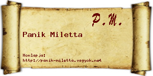Panik Miletta névjegykártya